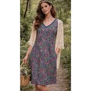 Little Journeys Cottagecore Oversized Floral Shift Dress L Whimsigoth 90s Grunge